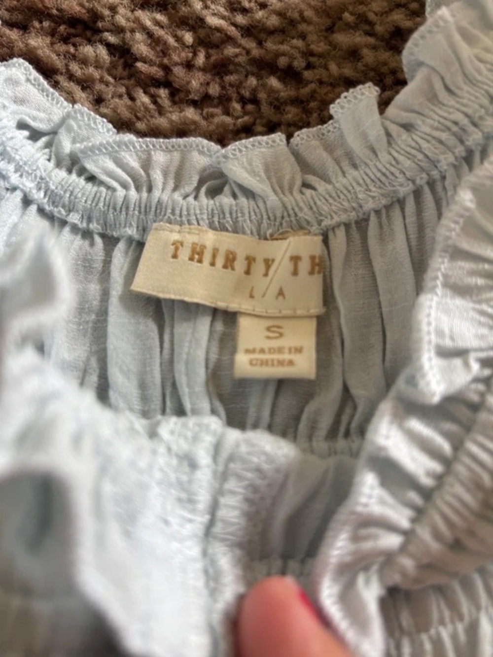 Light Blue Ruffle Button-Front Smocked Tank Top - Picture 2 of 3
